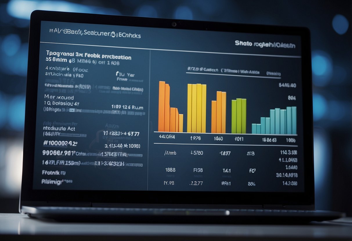 A bar graph with varying credit scores, ranging from poor to excellent, displayed on a computer screen with a brief explanation of their significance